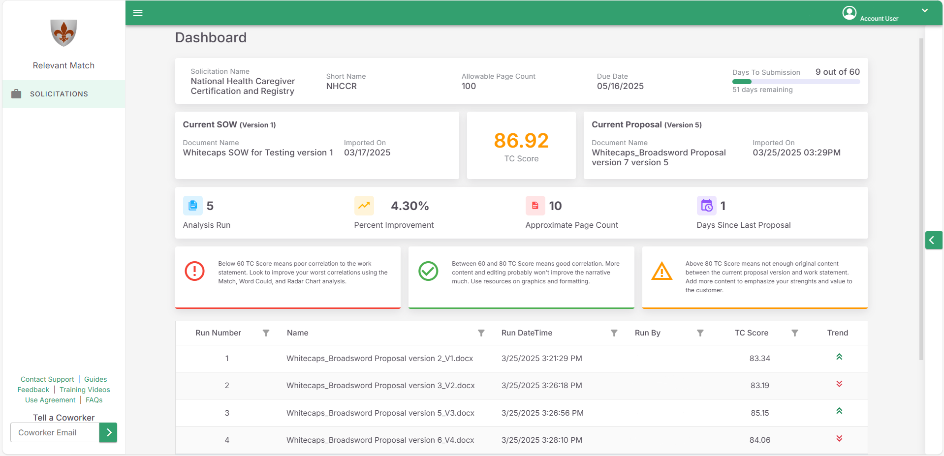 screenshot of Relevant Match